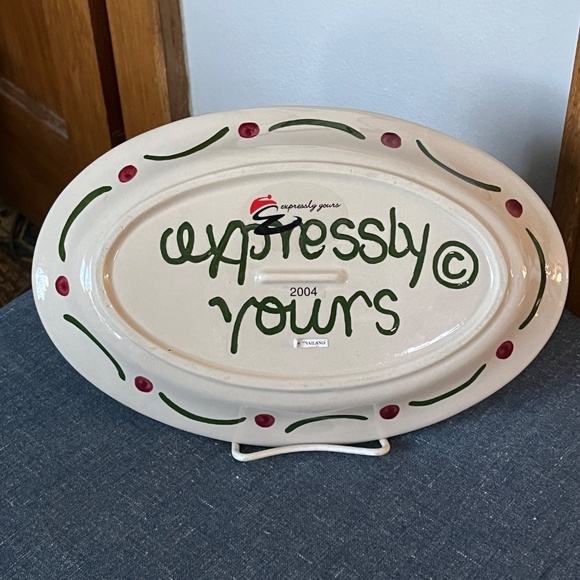 Expressly Yours Pottery 2004 Snowman oval platter 12 x 8 Baby Cold Outside Xmas - Picture 4 of 7